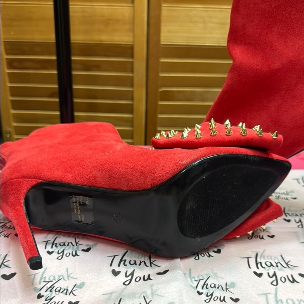 Cape Robbin . Red Embellished Ankle Booties - Picture 8 of 9